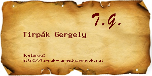 Tirpák Gergely névjegykártya